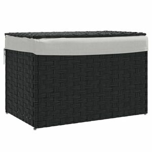 vidaXL fekete polyrattan szennyeskosár fedéllel 55, 5 x 35 x 34 cm kép