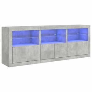 vidaXL betonszürke tálalószekrény LED-világítással 181, 5x37x67 cm kép