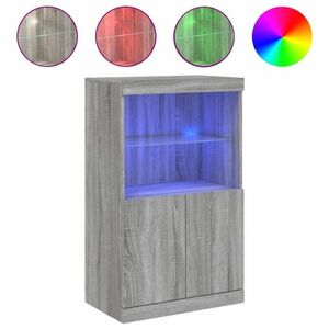 vidaXL szürke sonoma színű tálalószekrény LED-ekkel 60, 5 x 37 x 100 cm kép