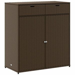 vidaXL barna polyrattan kerti tárolószekrény 105 x 55 x 113 cm kép