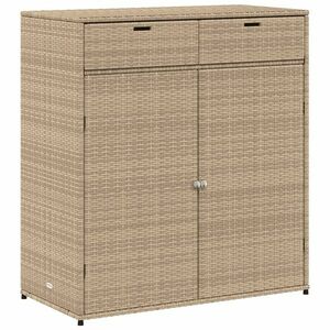 vidaXL bézs polyrattan kerti tárolószekrény 105 x 55 x 113 cm kép