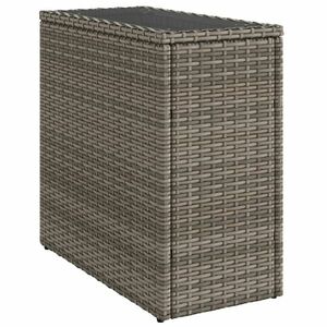 vidaXL szürke polyrattan kerti kisasztal üveg lappal 58 x 27, 5 x 55 cm kép