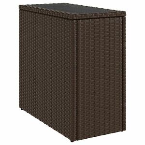 vidaXL barna polyrattan kerti kisasztal üveg lappal 58 x 27, 5 x 55 cm kép