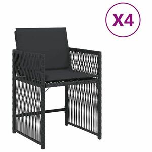 vidaXL 4 db fekete polyrattan kerti szék párnával kép