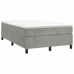 vidaXL világosszürke bársony rugós ágy matraccal 120 x 190 cm kép