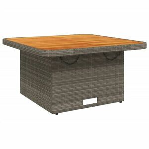 vidaXL szürke polyrattan és akácfa kerti asztal 80 x 80 x 71 cm kép