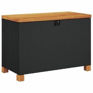 vidaXL fekete polyrattan és akácfa kerti tárolóláda 80 x 40 x 48 cm kép