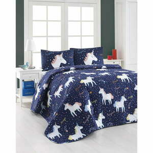 Magic Unicorn Dark Blue steppelt ágytakaró és 2 db párnahuzat, 200 x 220 cm - Eponj Home kép