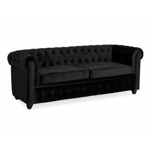 Chesterfield kanapé Manor House B113, Fekete, 78x215x87cm, Lábak: Fa kép