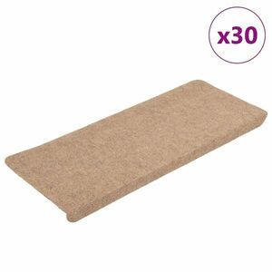 vidaXL 30 db bézs öntapadó lépcsőszőnyeg 65 x 24, 5 x 3, 5 cm kép