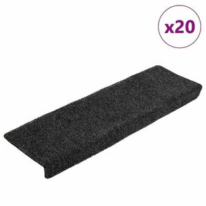 vidaXL 20 db fekete öntapadó lépcsőszőnyeg 65x21x4 cm kép