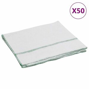 vidaXL 50 db fehér tisztító kendők zöld csíkokkal 50 x 60 cm kép