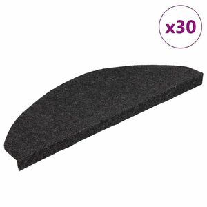 vidaXL 30 db fekete öntapadó lépcsőszőnyeg 65 x 22, 5 x 3, 5 cm kép