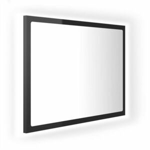 vidaXL magasfényű fekete akril LED-es fürdőszobatükör 60x8, 5x37 cm kép