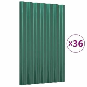 vidaXL 36 db zöld porszórt acél tetőpanel 60x36 cm kép