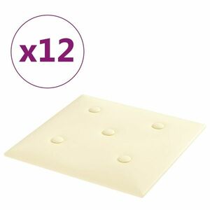 vidaXL 12 db krémfehér műbőr fali panel 30 x 30 cm 1, 08 m² kép