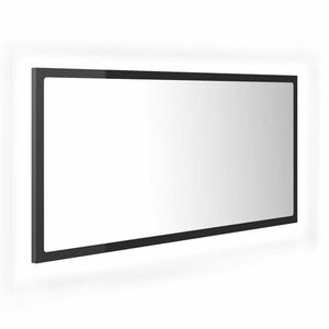 vidaXL magasfényű szürke akril LED-es fürdőszobatükör 90x8, 5x37 cm kép