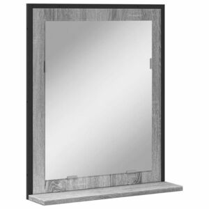 vidaXL szürke sonoma szerelt fa fürdőszobai tükör polccal 50x12x60 cm kép