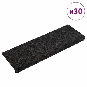 vidaXL 30 db fekete öntapadó lépcsőszőnyeg 65x21x4 cm kép