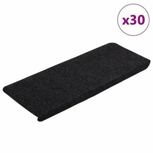 vidaXL 30 db fekete öntapadó lépcsőszőnyeg 65 x 24, 5 x 3, 5 cm kép