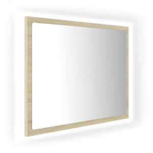 vidaXL sonoma tölgy akril LED-es fürdőszobai tükör 60x8, 5x37 cm kép