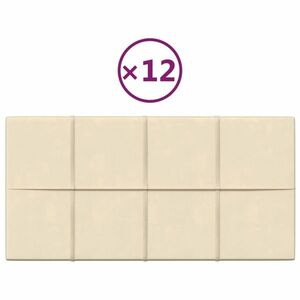 vidaXL 12 db krémszínű bársony fali panel 60x30 cm 2, 16 m² kép