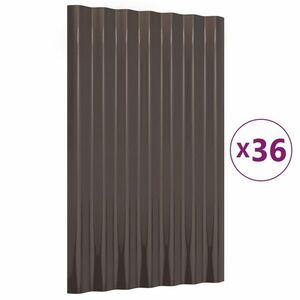 vidaXL 36 db barna porszórt acél tetőpanel 60x36 cm kép