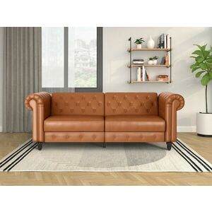 Chesterfield kanapé Tulsa 217, Barna, 83x236x87cm, Lábak: Fa kép