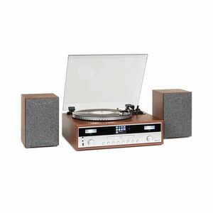 Auna Birmingham, HiFi sztereó rendszer, DAB+/FM, BT, bakelit lemez, CD, USB, AUX bemenet, fa kép