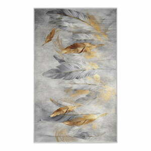 Szürke-aranyszínű mosható szőnyeg 80x150 cm Golden Feathers – Mila Home kép