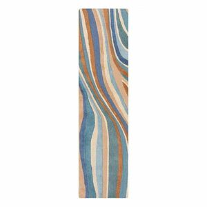 Kék kézi szövésű gyapjú futószőnyeg 60x230 cm Abstract Flow – Flair Rugs kép