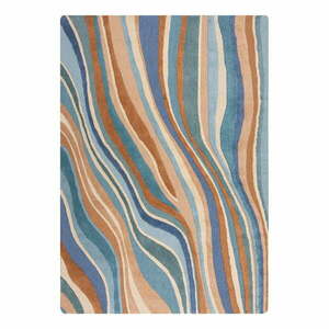 Kék kézi szövésű gyapjú szőnyeg 120x170 cm Abstract Flow – Flair Rugs kép