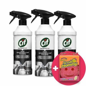 Cif Perfect Finish Spray Inox 3x435ml + Ajándék Scrub Mommy Szivacs kép