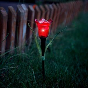 LED-es szolár tulipánlámpa - sárga / piros / rózsaszín - 31 cm - 12 db / kínáló kép