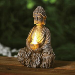 Szolár Buddha gyertyával - 1 melegfehér LED - 12, 5 x 8, 5 x 19 cm kép