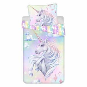 Egyszemélyes pamut gyerek ágyneműhuzat 140x200 cm Unicorn "Pastel Rainbow" – Jerry Fabrics kép