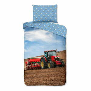 Kék egyszemélyes flanel gyerek ágyneműhuzat 140x200 cm Tractor – Good Morning kép