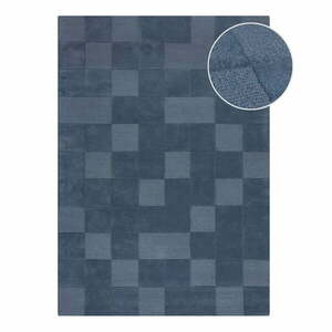 Sötétkék kézi szövésű gyapjú szőnyeg 200x290 cm Checkerboard – Flair Rugs kép