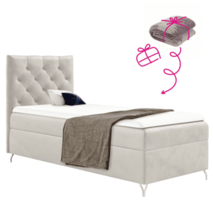 Boxspring ágy, 90x200, fehér Velvet szövet, balos, GULIETTE + ajándék kép