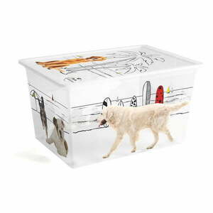 Fehér fedeles műanyag tárolódoboz 55x39x31 cm C Box Style – KIS kép