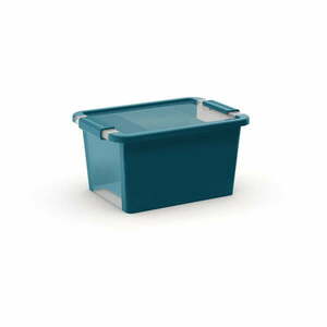 Petróleumkék fedeles műanyag tárolódoboz 36, 5x26x19 cm Bi-Box – KIS kép
