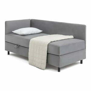 Szürke kárpitozott ágyneműtartós egyszemélyes ágy matraccal 120x200 cm Avela – Bonami Selection kép