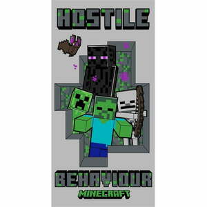 Szürke pamut gyerek fürdőlepedő 70x140 cm Minecraft Hostile Behaviour – Jerry Fabrics kép