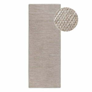 Bézs kézi szövésű gyapjúkeverék futószőnyeg 80x200 cm Pradesh Linen White – Elle Decoration kép