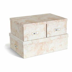 Bézs fedeles dekoratív karton tárolódoboz szett 3 db-os 31x47x15, 5 cm Inge Paper Laminate – Bigso kép