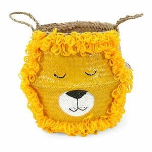 Sárga-natúr színű tengerifű játéktároló kosár ø 30x28 cm Lion – Compactor kép