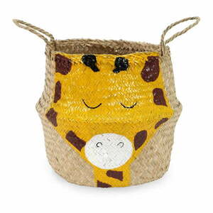 Sárga-natúr színű tengerifű játéktároló kosár ø 30x28 cm Giraffe – Compactor kép