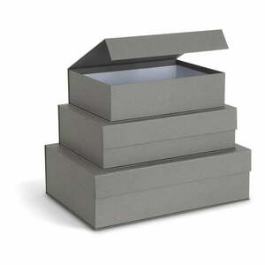 Szürke fedeles dekoratív karton tárolódoboz szett 3 db-os 42, 5x29, 5x13 cm Kian Paper Laminate – Bigso kép