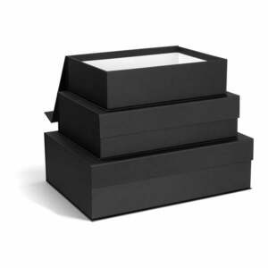 Sötétszürke fedeles dekoratív karton tárolódoboz szett 3 db-os 42, 5x29, 5x13 cm Kian Paper Laminate – Bigso kép