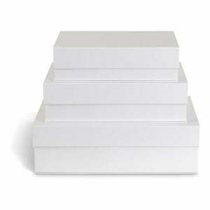 Fehér fedeles dekoratív karton tárolódoboz szett 3 db-os 42, 5x29, 5x13 cm Kian Paper Laminate – Bigso kép